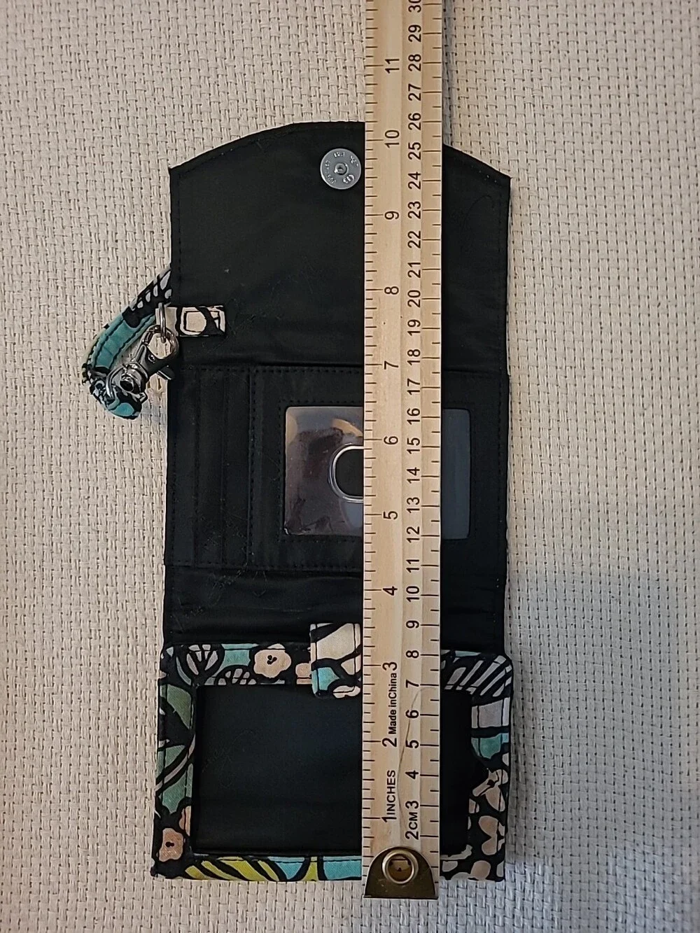 Vera Bradley Card Holder Quilted Wristlet Island Blooms Tri Fold Snap ID Badge